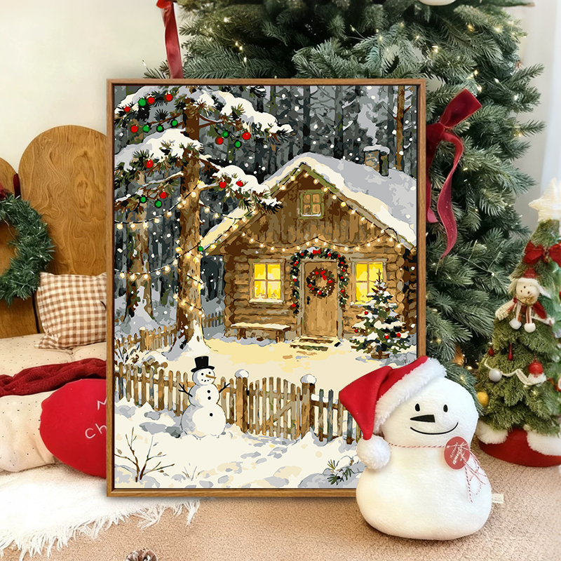 治愈小木屋diy数字油画装饰画