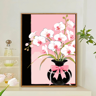 百合鸾尾花束数字油画diy填充填色手工绘可爱丙烯油彩画装饰挂画