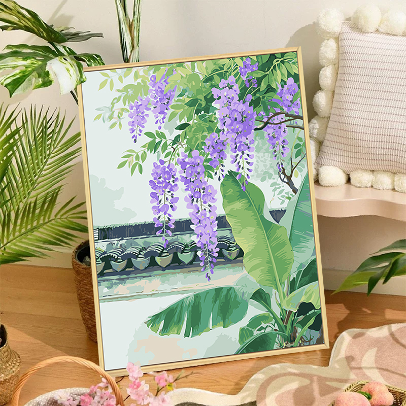 紫藤花diy数字油画装饰画