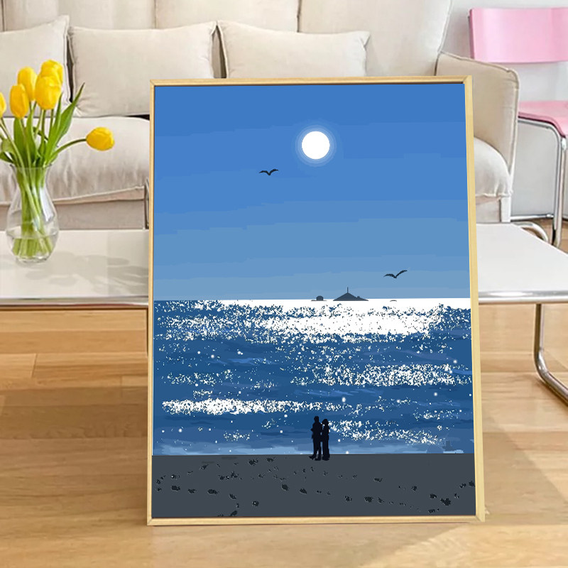 星辰大海 数字油画diy手工填充涂色手绘治愈风景丙烯油彩装饰挂画