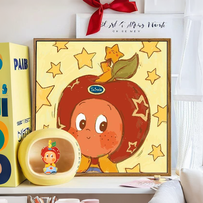 星星人数字油画diy填充填色手工绘泡泡玛特礼物丙烯油彩画装饰画图片