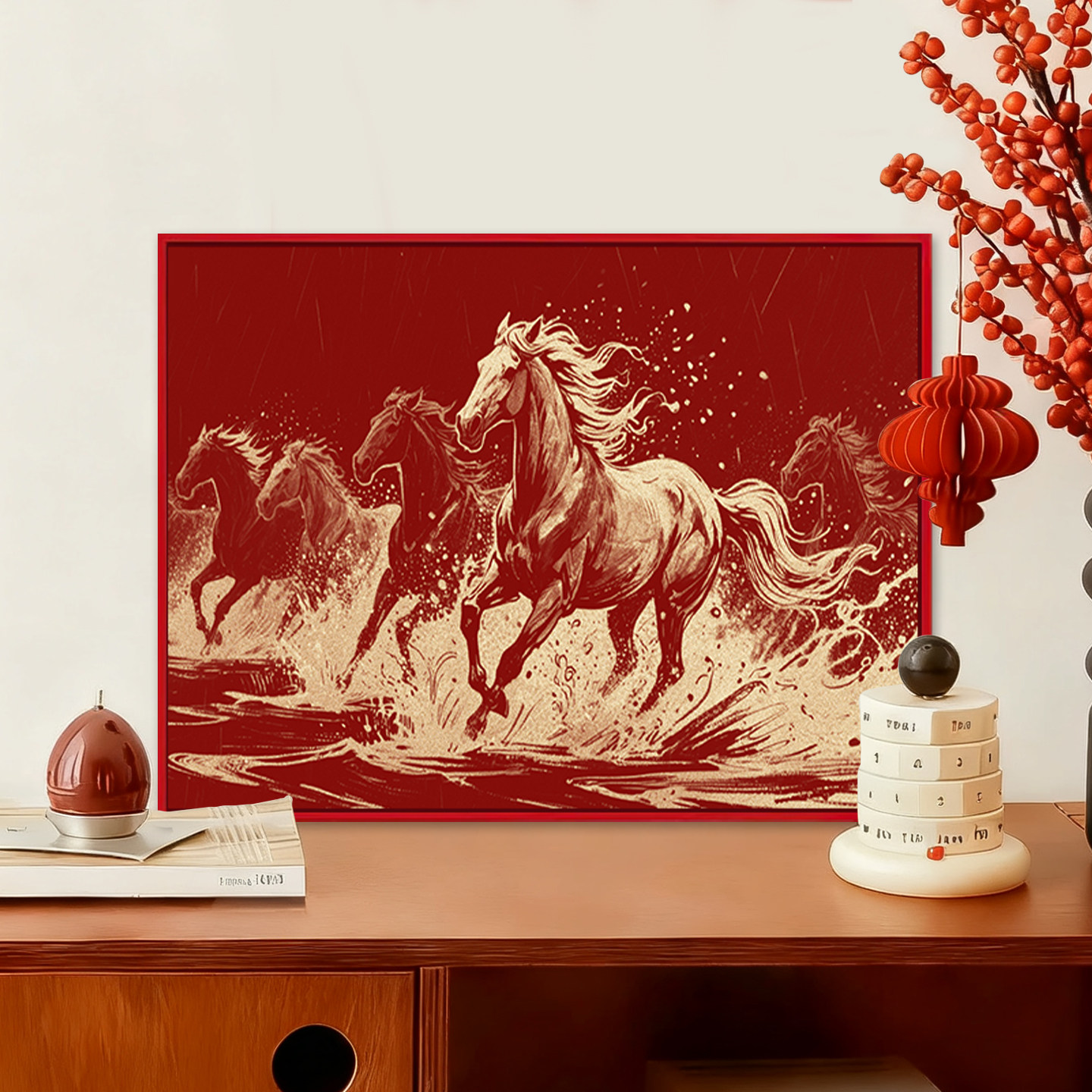 万马奔腾成品装饰画2026新年高级客厅卧室床头沙发背景墙壁画挂画