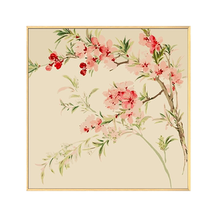 中国风花卉数字油画diy填充填色手工绘牡丹海棠桃花油彩画装饰画