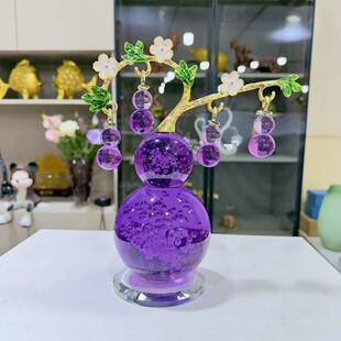 轻奢水晶玻璃葫芦客厅玄关电视柜办公室创意家居装饰礼品葫芦摆件