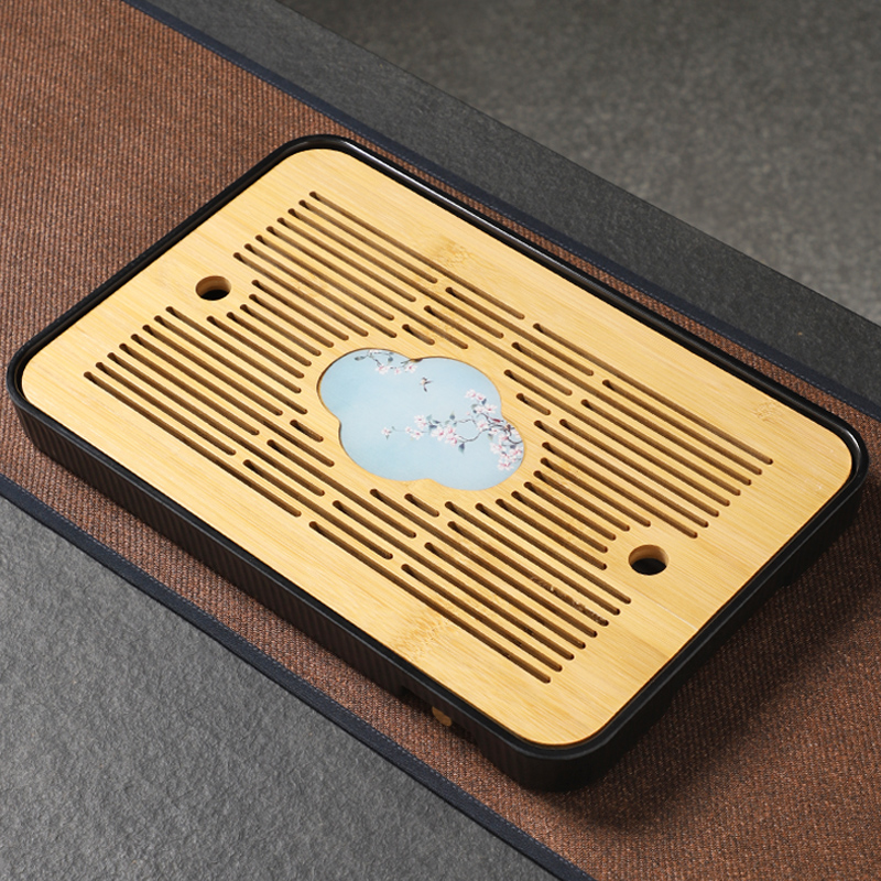 日式干泡茶盘家用功夫茶具小茶台小型茶海简约储水式托盘竹制茶托