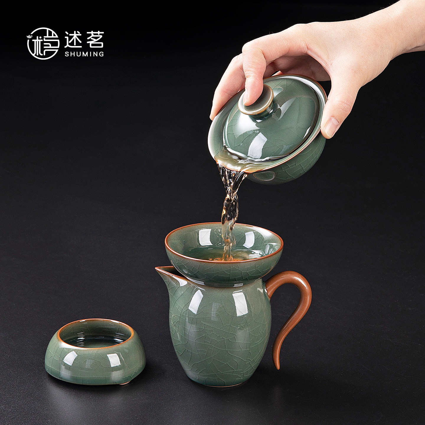 哥窑陶瓷茶壶三才盖碗公道杯茶漏茶洗六君子茶叶罐茶杯配件专拍图片