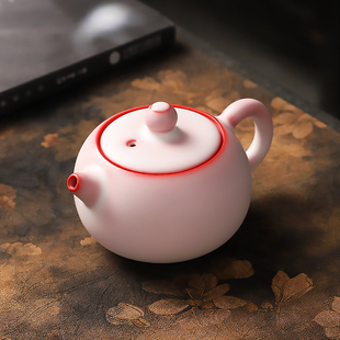 猪油冻汝窑西施小茶壶单个一人小号家用陶瓷粉泡茶壶单壶功夫茶具