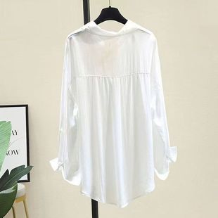 衬衣长袖 宽松休闲薄款 防晒上衣 女2024春夏韩版 外穿垂感天丝棉衬衫