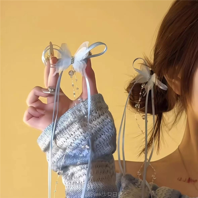梦幻芭蕾法式复古丝带珠珠发夹
