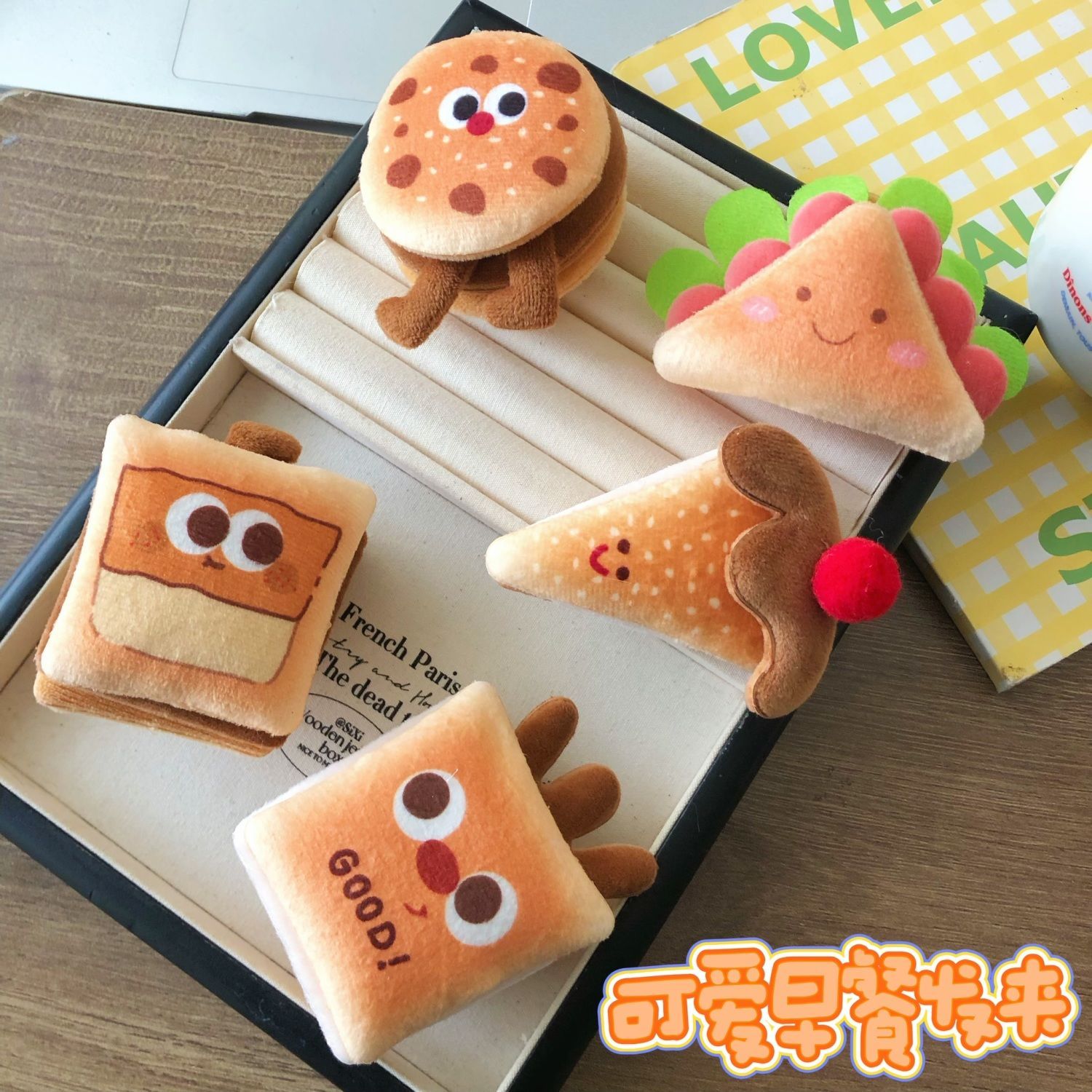 可爱卡通奶茶三明治发夹头饰少女心气质高级感侧边夹刘海夹头饰女