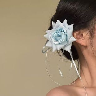 飘带气质头饰花朵流苏古风发夹侧边发卡发夹飘带气质花朵ins风小