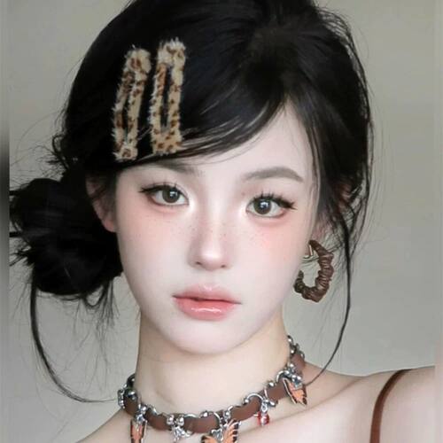 y2k千禧妆朋克豹纹发夹高颜值BB夹发卡夹子刘海卡子夹辣妹边夹