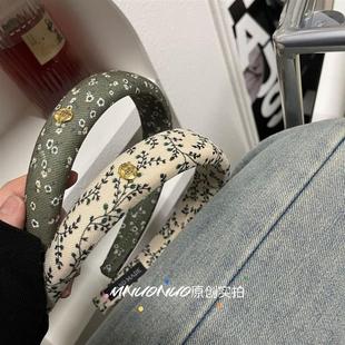 一点浪漫 复古风布艺碎花发箍海绵细头箍韩国发饰高级感头饰 法式