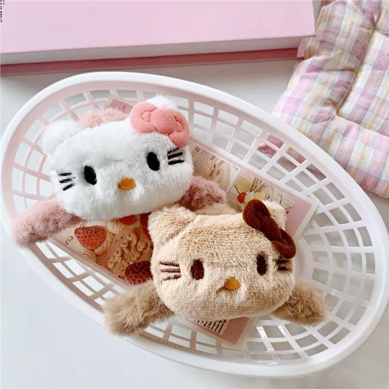 可爱kitty猫毛绒抓夹发卡子