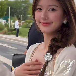 许我耀眼赵露思许妍同款苗银流苏发夹头饰新中式侧边夹子发卡发饰