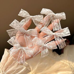 超仙气蕾丝蝴蝶结发夹女纯欲风侧边刘海夹甜美双马尾发夹新款发饰