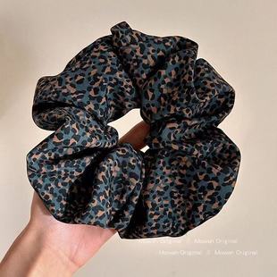 复古豹纹大肠发圈女发圈头绳慵懒低马尾头花盘发绳橡皮筋头饰发饰