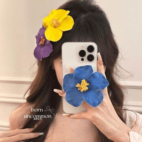 博主同款仿真扶桑花发夹