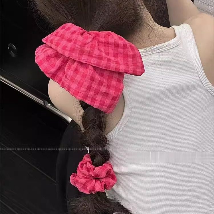 超显白火龙果色格子发绳发圈少女大肠圈头绳扎发日韩发饰2024新款,饰品/流行首饰/时尚饰品新,发饰,淘宝优惠券,粉丝福利购,淘宝优惠卷