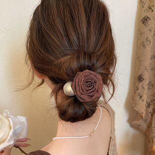 干枯玫瑰花发绳~花朵2024新款发圈高端头花头绳新中式高级感发饰