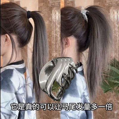 设计感金属翅膀抓夹女后脑勺发夹头饰小众盘发鲨鱼夹2023年小号潮