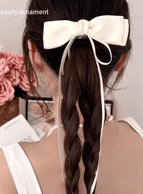 甜美蝴蝶结飘带发夹女2024新款抓夹后脑勺盘发鸭嘴夹半扎发卡头饰