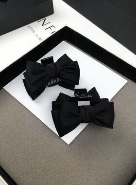 黑色蝴蝶结公主头饰网红小号侧边前额刘海发夹2024发卡新款抓夹小