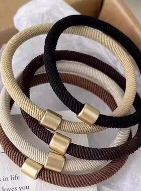 厚皮橙安利基础款铜扣发圈耐用高弹力橡皮筋美拉德简约气质韩系扎