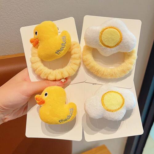 儿童可爱小黄鸭发夹宝宝扎头发绳小女孩高弹力皮筋女童刘海夹头饰