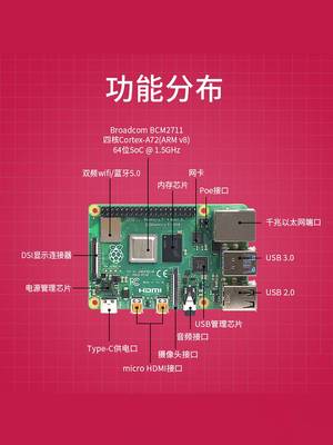 树莓派4bRaspberryPi4开发板小电脑4g8g套件Python学习4