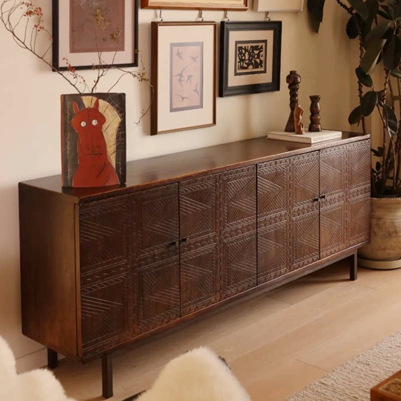 中古实木餐边柜复古诧寂储物柜收纳柜抽屉餐边柜法式丹麦风餐边柜