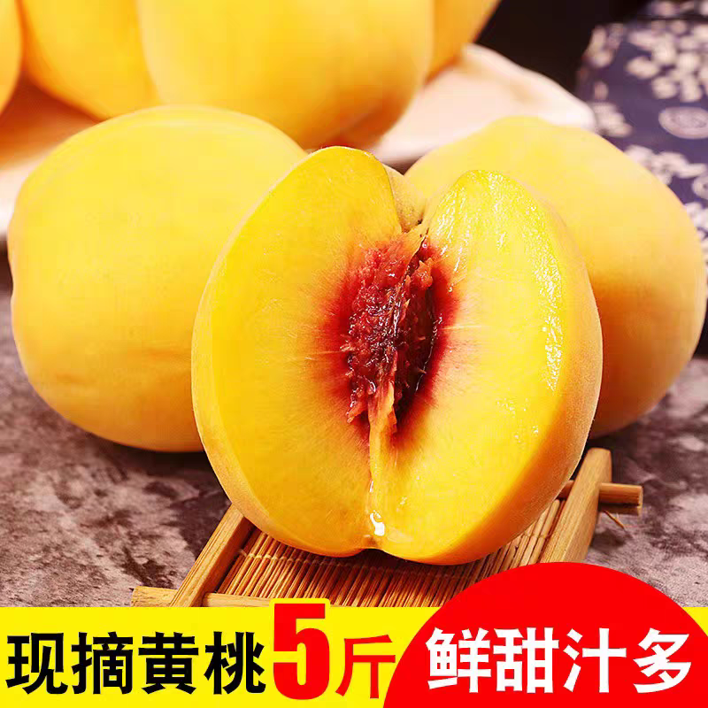 黄桃新鲜水果应季整箱正宗锦绣黄桃包邮3/5/9/斤黄皮红心脆桃子