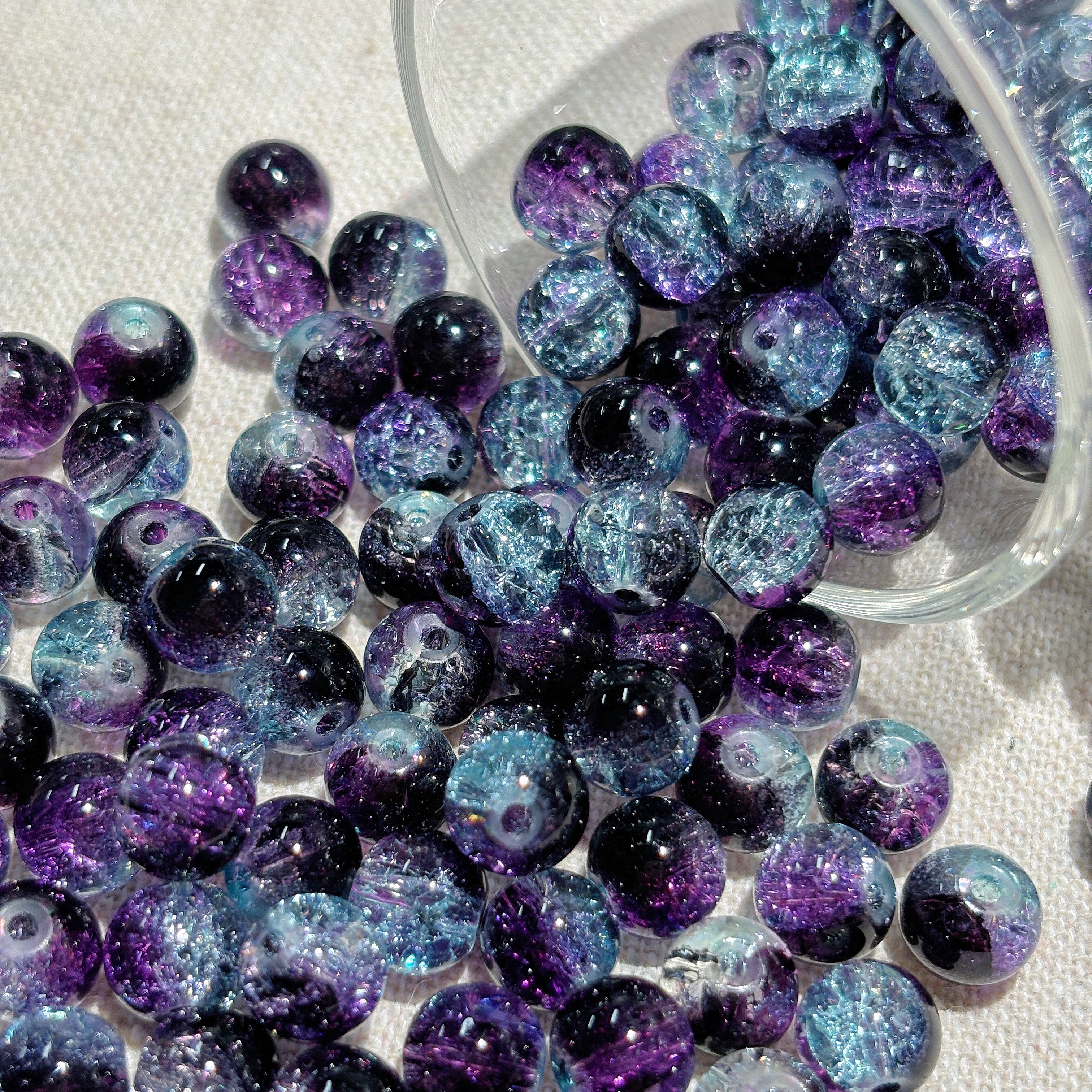 thumbnail for [Floating Dream Butterfly] 8mm Ice Cracked Glass Beads DIY Handmade Beaded Material Bracelet Necklace Jewelry Loose Bead Accessories