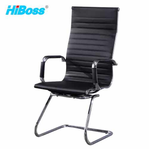 HiBoss办公椅简约弓形椅皮质靠背椅高背班前椅会议椅