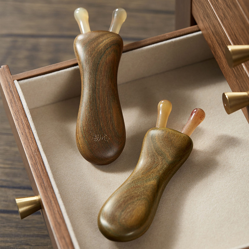 初心羊角小蜗牛檀木按摩器眼部眼周刮鼻粱神器拨筋棒美鼻子工具小