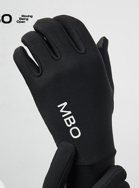 MBO男女抓绒长指手套AG160秋冬黑色户外公路车骑行手套