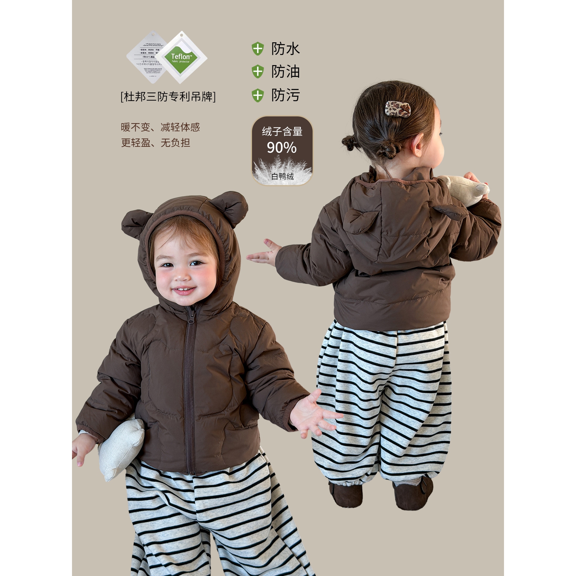 品牌清仓蔗梨童装女童羽绒服冬装2025洋气90白鸭绒三防儿童外套女