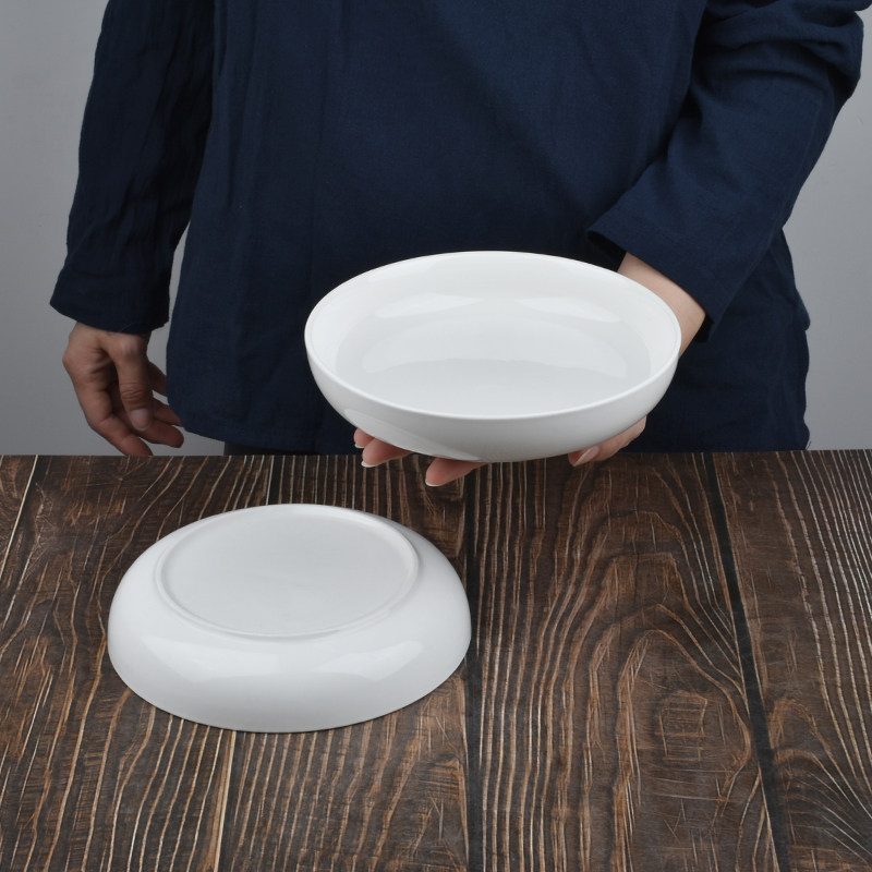德化白瓷纯白家用7.5英寸深盘饭菜炒面拌面盘蒸饭粉蒸肉圆盘汤盘,餐饮具,盘,淘宝优惠券,粉丝福利购,淘宝优惠卷