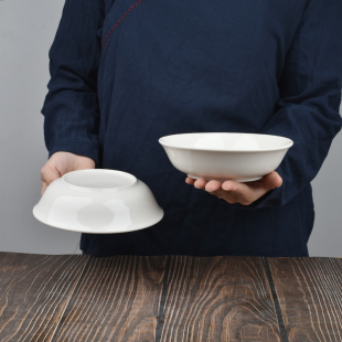 2个15.8元 德化白瓷简约汤菜盘6.7英寸拌面盘深盘焗油饭盘早餐盘子