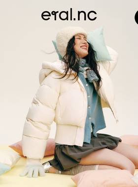 eral nc漫游003城市运动多巴胺截断时尚拼接连帽短款保暖羽绒服