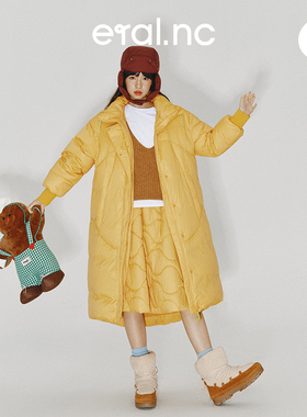 eral  nc长款羽绒服女秋冬2024新款设计简约立领鸭绒加厚保暖外套