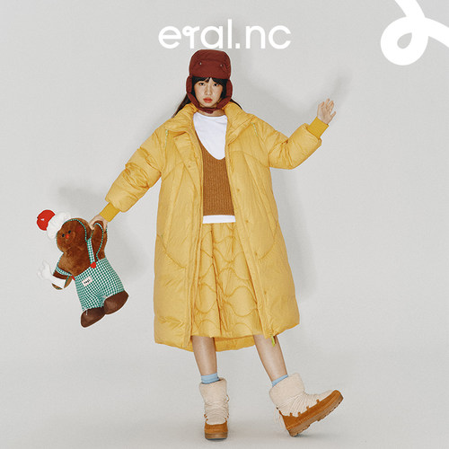 eralnc简约立领长款羽绒服