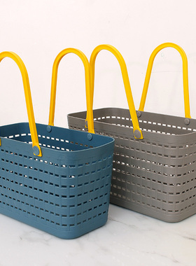 手提洗澡篮塑料编织筐购物篮采摘篮野餐篮沐浴筐浴室收纳买菜篮子