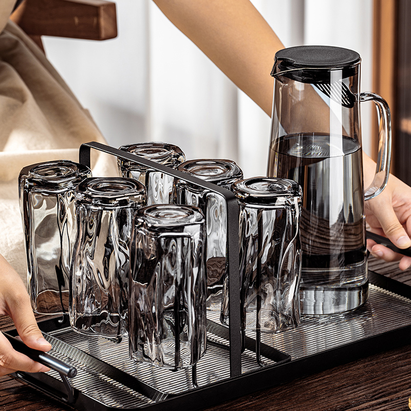 扭扭水杯套装玻璃加厚家用高级感