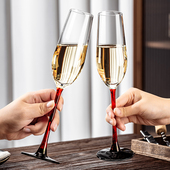 香槟杯套装 家用创意6祇装 水晶玻璃高脚2个红酒杯子一对起泡甜酒