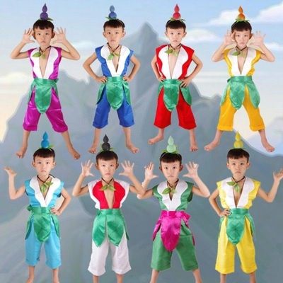 葫芦娃衣服儿童演出服卡通蛇精爷爷七兄弟舞台表演幼儿园环保套装