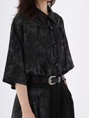 sense无感官 短袖 复古新中式 上衣夏季 原创设计感烫金小众衬衫