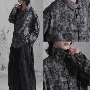 宽松衬衫 复古印花长袖 高领文艺中性衬衣 sense无感官&浮游野人