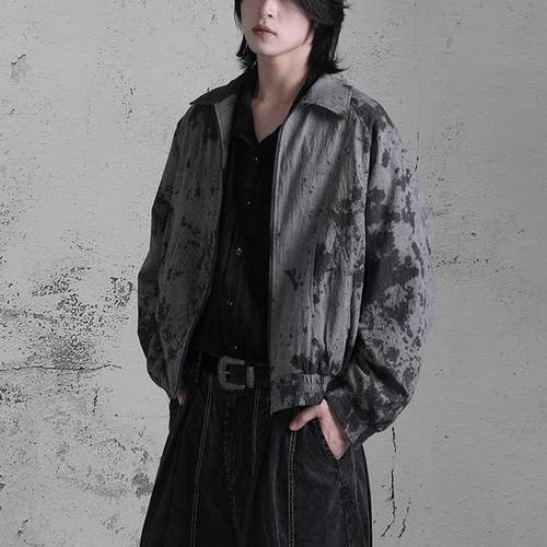 日系复古扎染提花肌理夹克外套