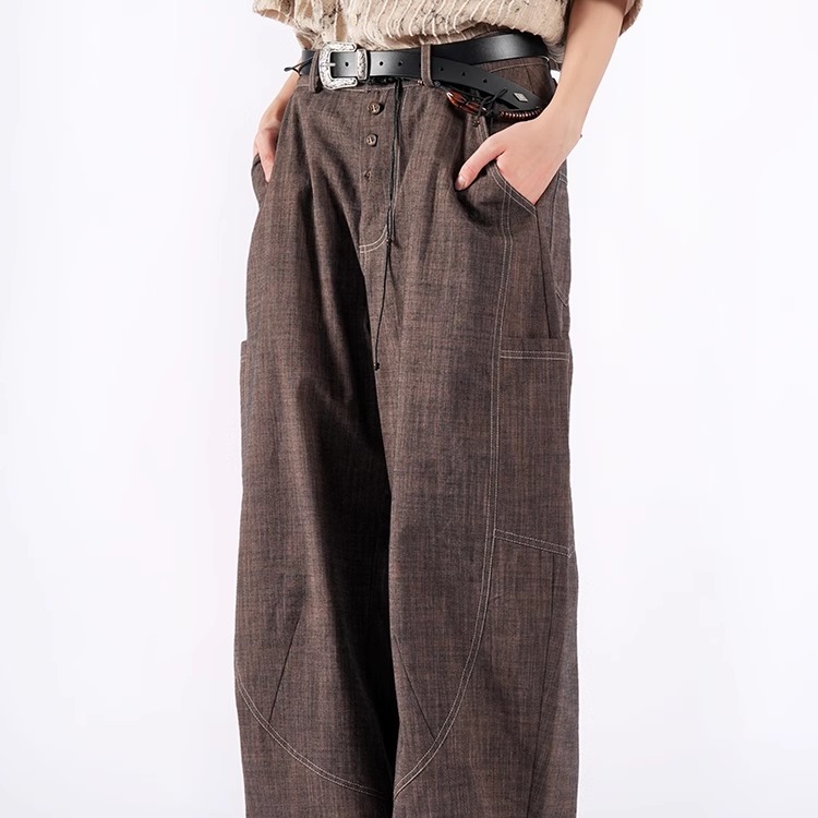 复古廓形弯刀裤结构感香蕉长裤